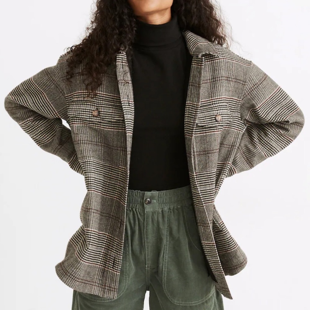 Madewell Bonded Flannel Shirt-Jacket, Plaid, Women’s S